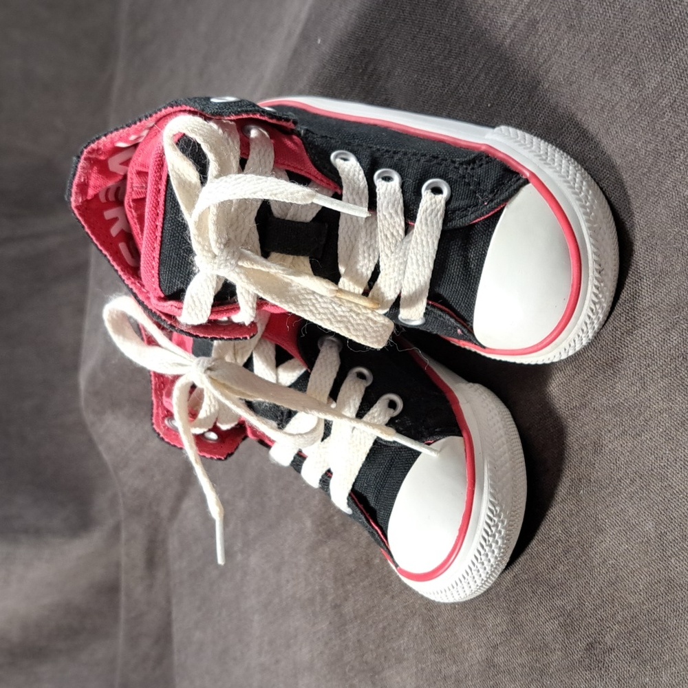 Converse Chuck Taylor All Star Fold Down Hightops Black Pink Sneakers VG US 6